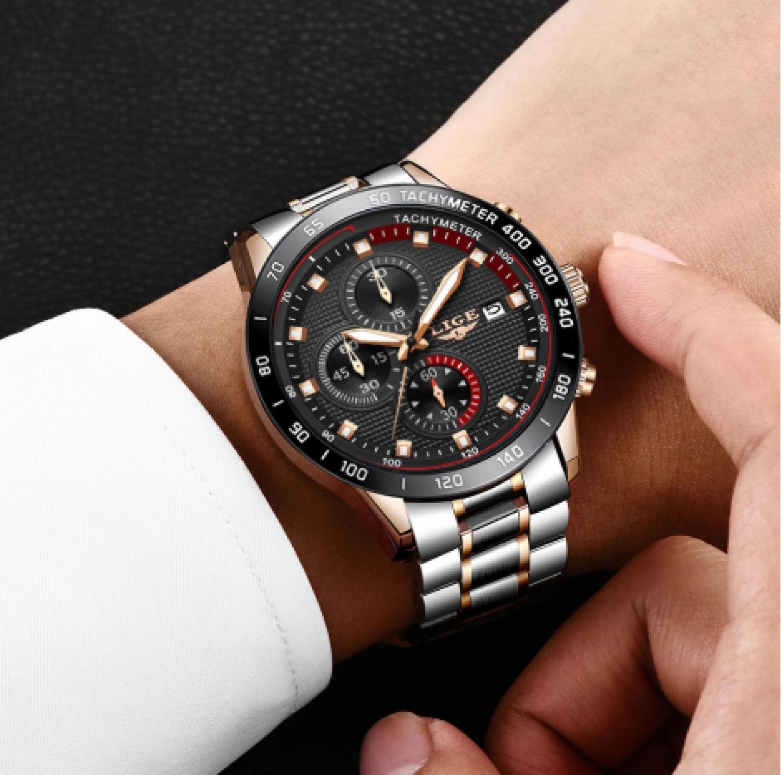 LIGE Mens Watches Top Brand Luxury Military Sport Watch Men Quartz Waterproof Clock Original Brand Watch